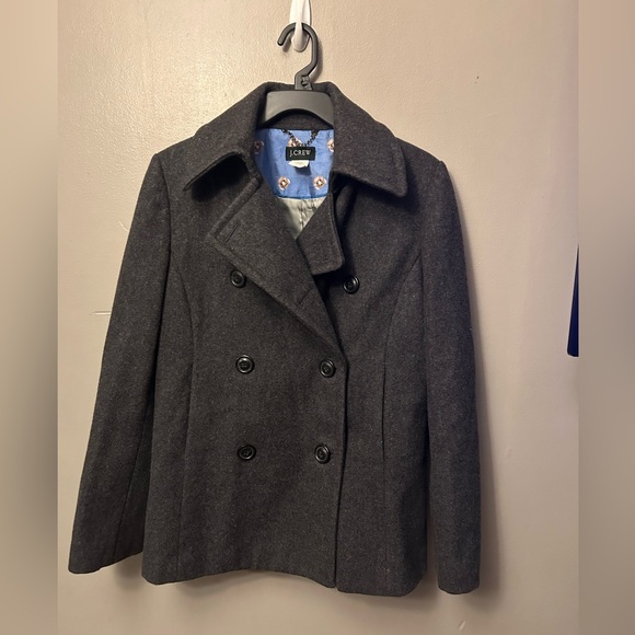 J. Crew coat - charcoal gray wool double breasted peacoat - Picture 2 of 11
